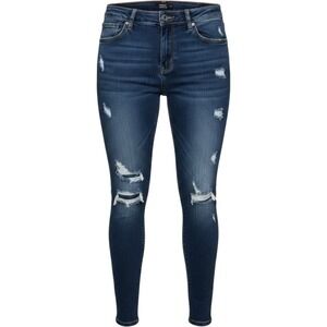 True Indigo Mens Distressed Skinny Jeans Dark Wash Ripped Denim 32x30